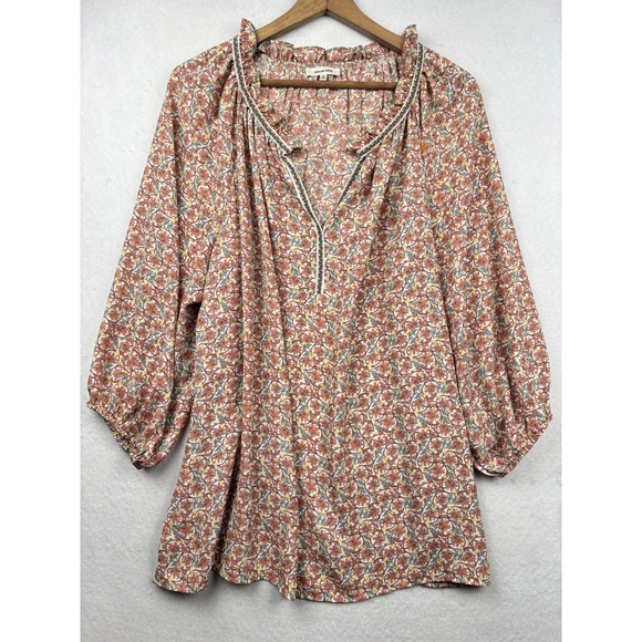 Max Studio Tops - Max Studio Floral Blouse Womens 1X Ruffle Neck Peasant Top Boho Cottagecore